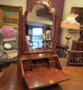 Fine George I Period Walnut Bureau Toilet Mirror