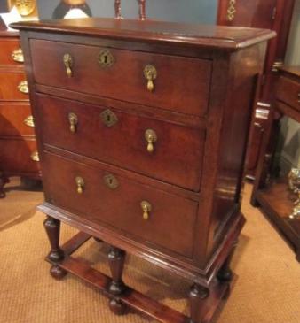 Very Small George I Oak Chest on Stand