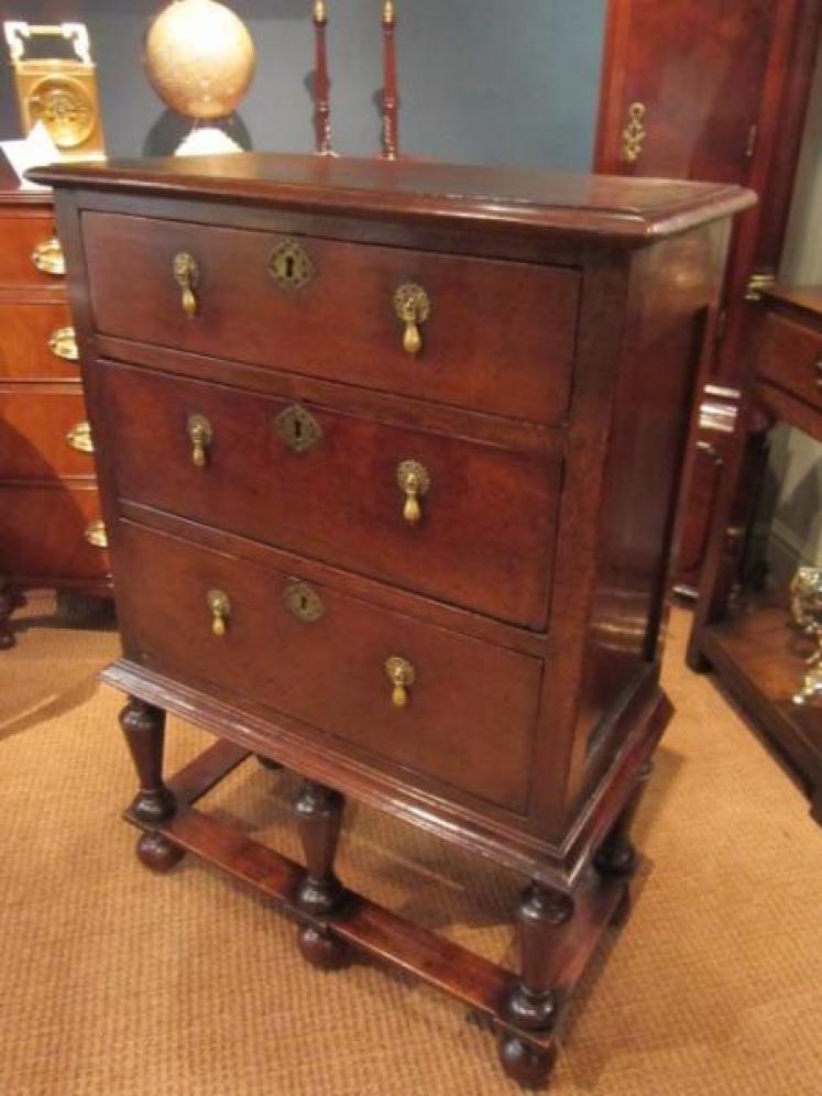 Very Small George I Oak Chest on Stand - Image 1