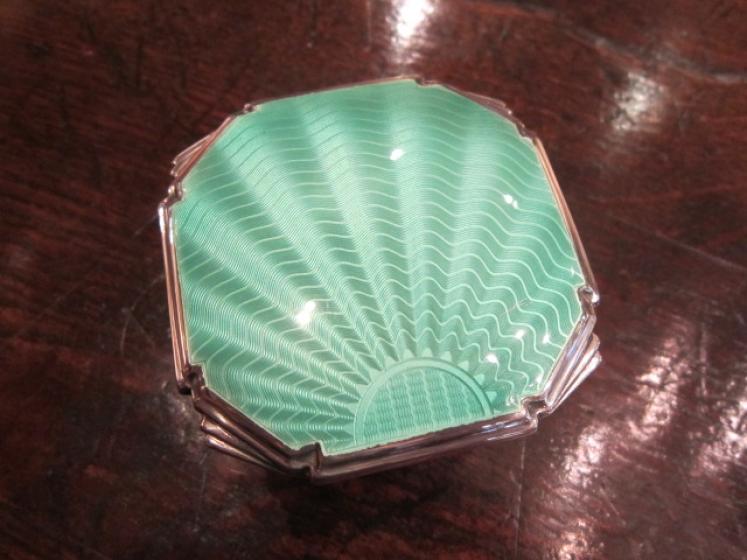 Superb Art Deco Silver & Guilloche Enamel Ring Box - Image 2