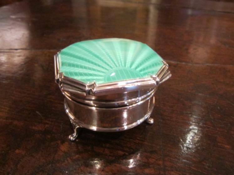 Superb Art Deco Silver & Guilloche Enamel Ring Box - Image 5