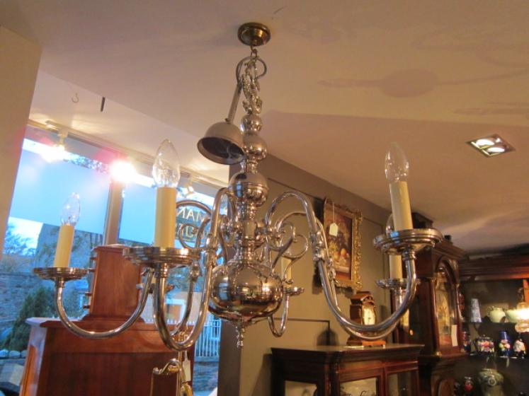 High Quality Edwardian Nickel Plated Chandelier - Image 1