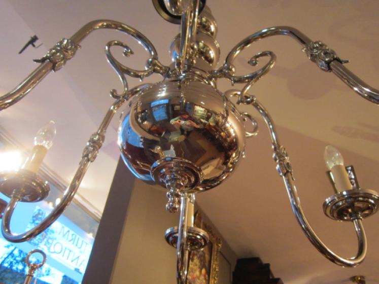 High Quality Edwardian Nickel Plated Chandelier - Image 2