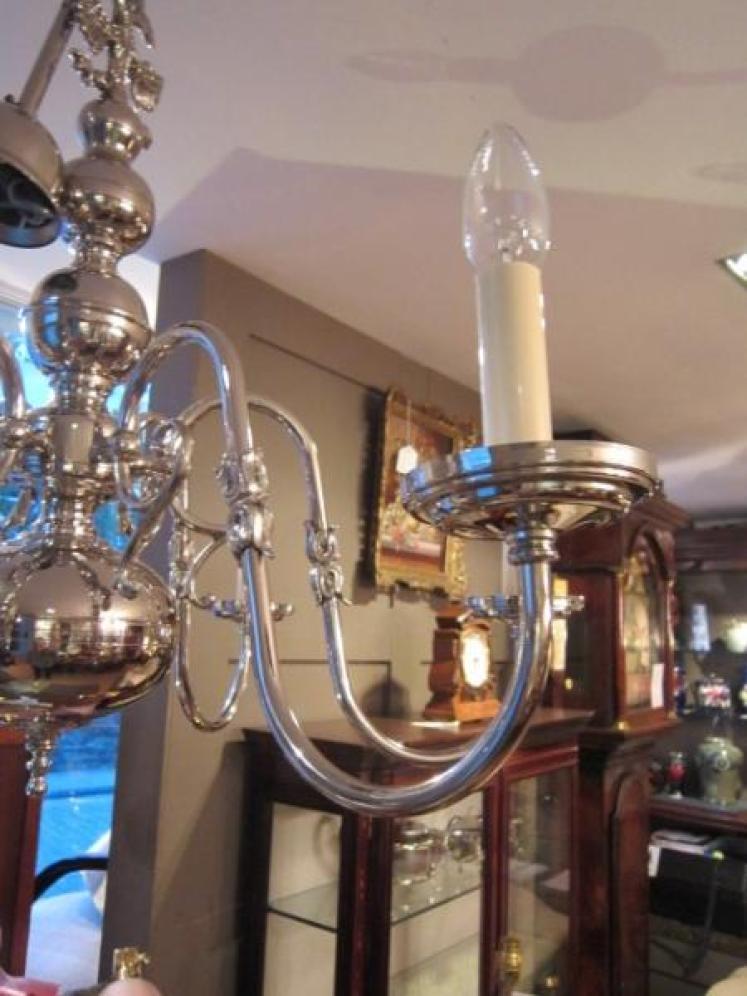 High Quality Edwardian Nickel Plated Chandelier - Image 3
