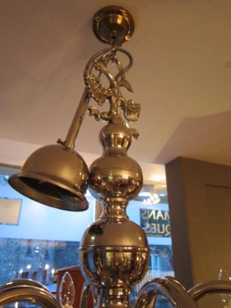 High Quality Edwardian Nickel Plated Chandelier - Image 5