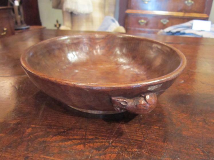 Early Mouseman Adzed Oak Fruit Bowl - Image 1