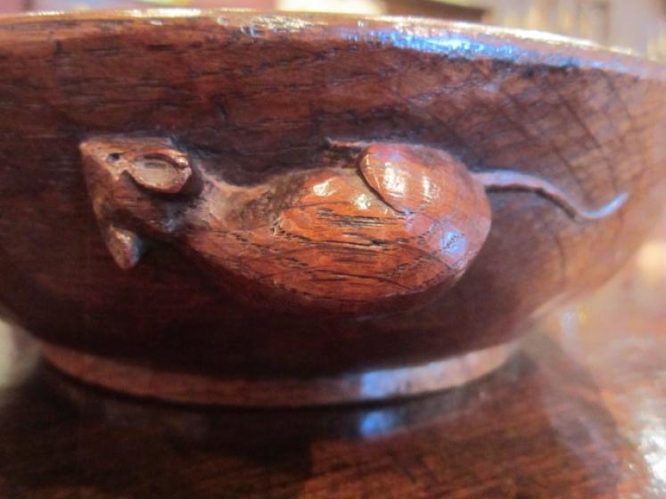 Early Mouseman Adzed Oak Fruit Bowl - Image 4