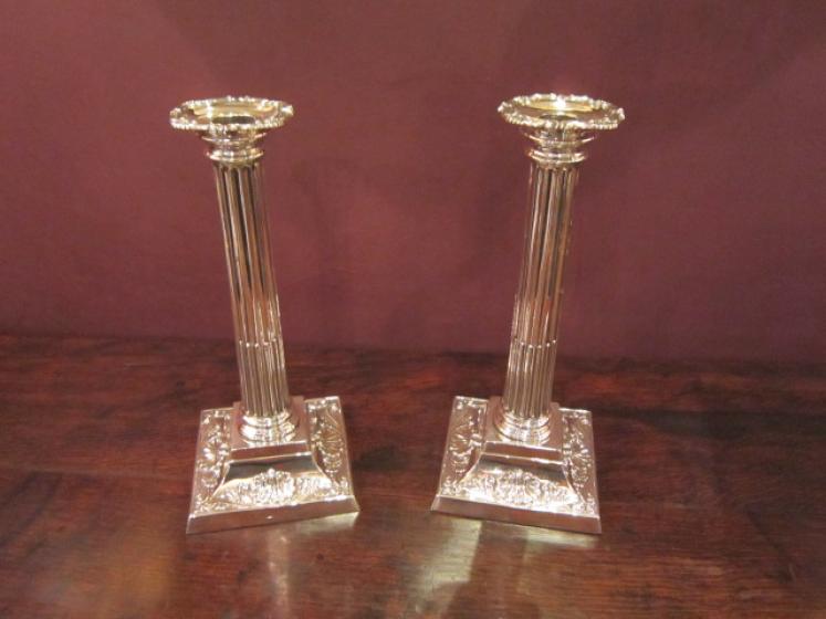 Superb Pair of Victorian Corinthian Silver Candlesticks - Image 1