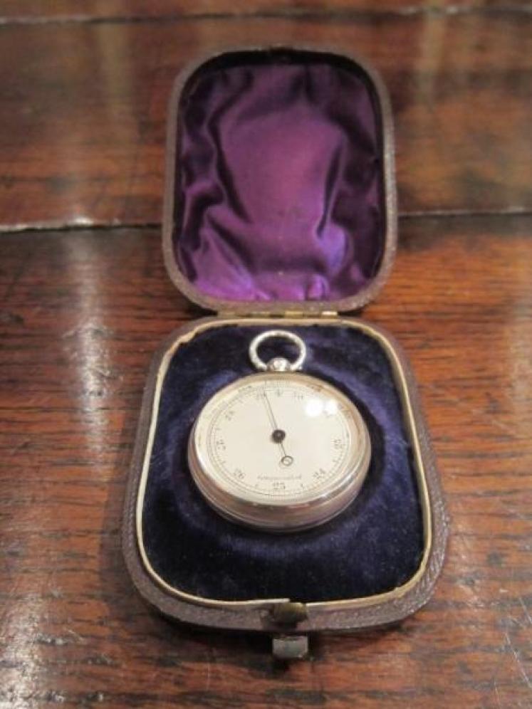 Rare Miniature Victorian Silver Pocket Barometer - Image 1