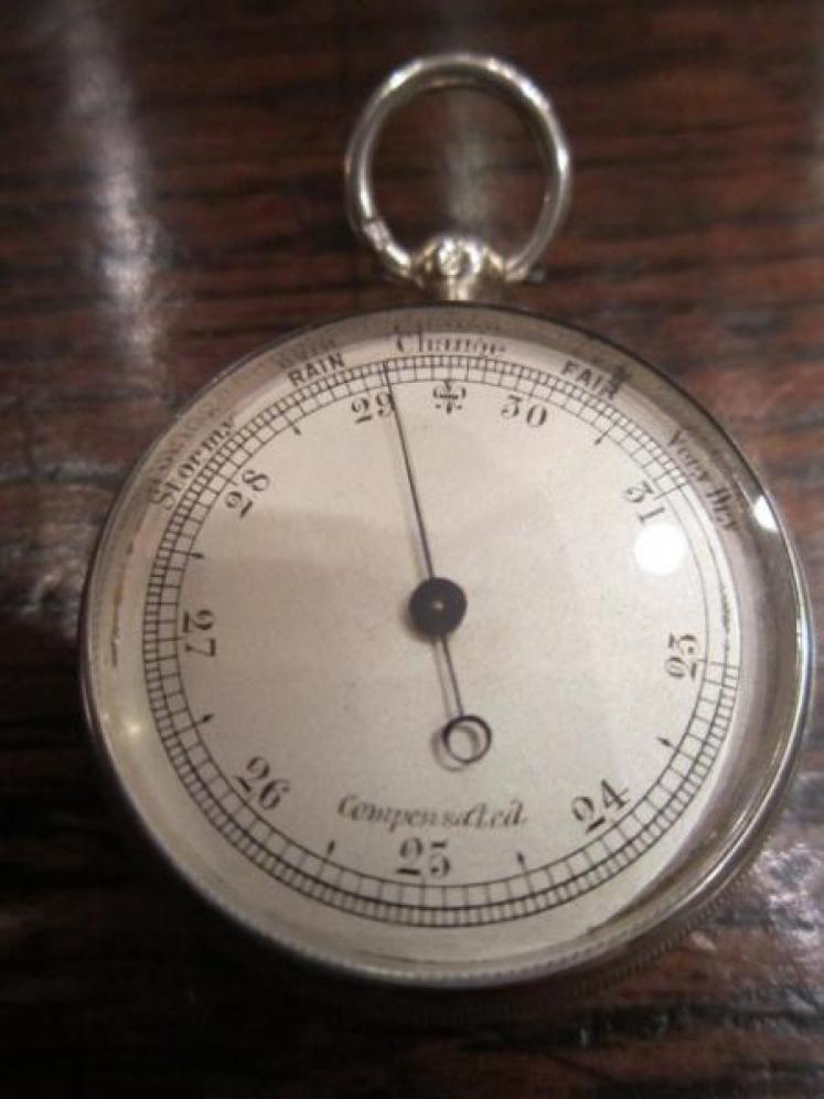 Rare Miniature Victorian Silver Pocket Barometer - Image 3