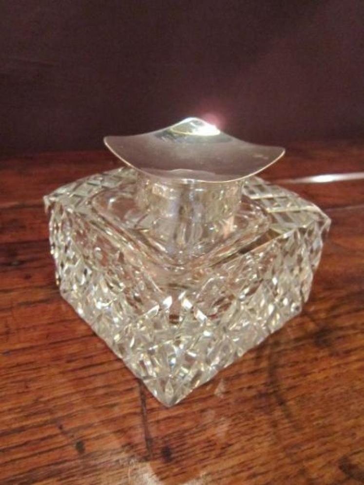 Superb Edwardian Silver & Cut Glass Desk Inkwell - Image 1