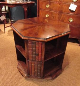 Superb Victorian Figured Revolving Book Table