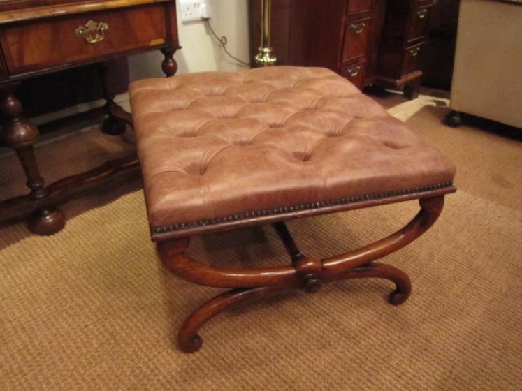 Superb Regency Rosewood X Frame Stool - Image 1
