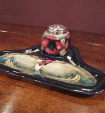Rare Moorcroft Pansy Pen & Ink Stand