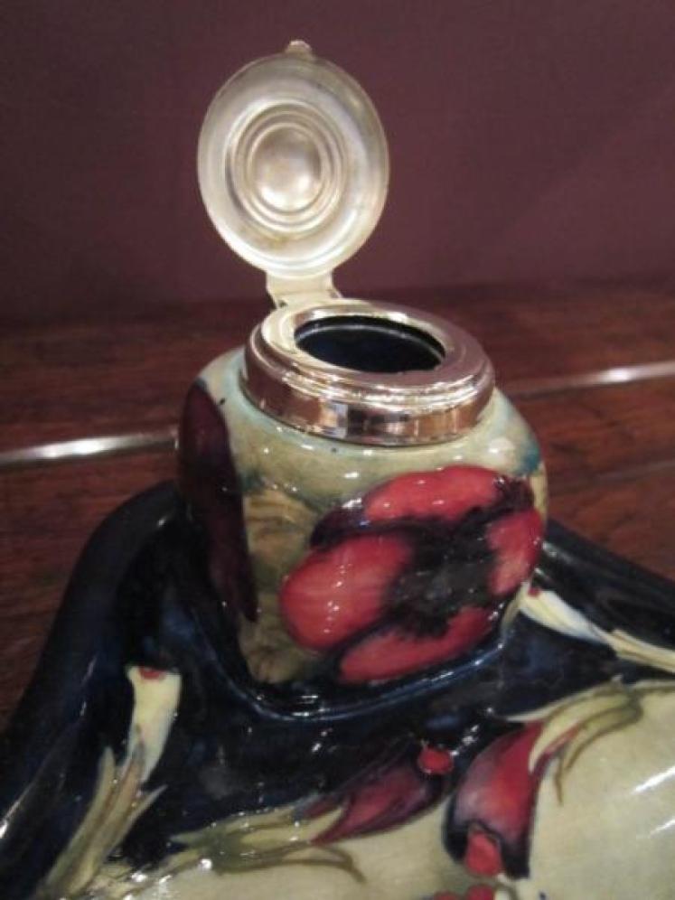Rare Moorcroft Pansy Pen & Ink Stand - Image 4