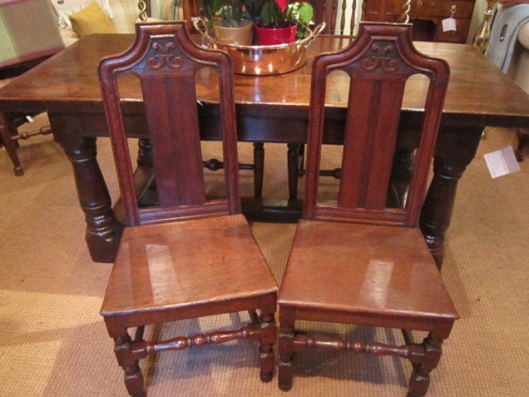 Pair of George II Period Oak Hall Chairs - Image 1