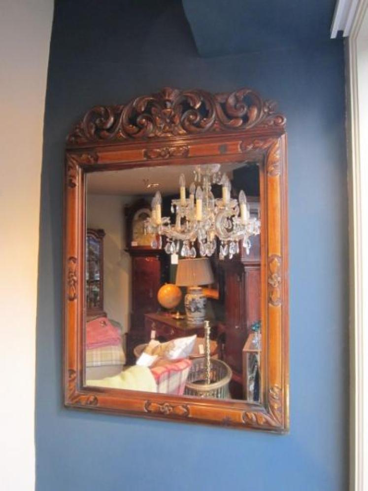 Decorative Victorian Walnut Framed Wall Mirror - Image 1