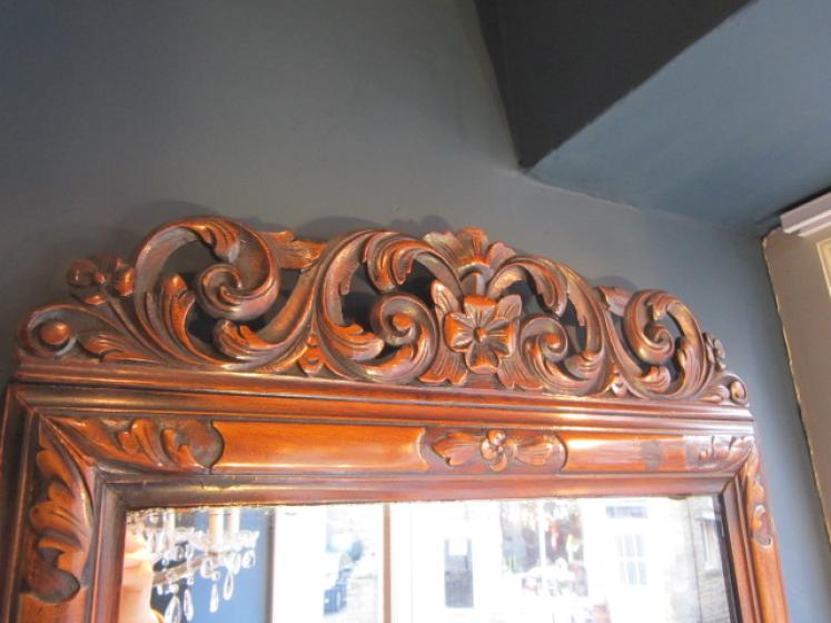 Decorative Victorian Walnut Framed Wall Mirror - Image 3