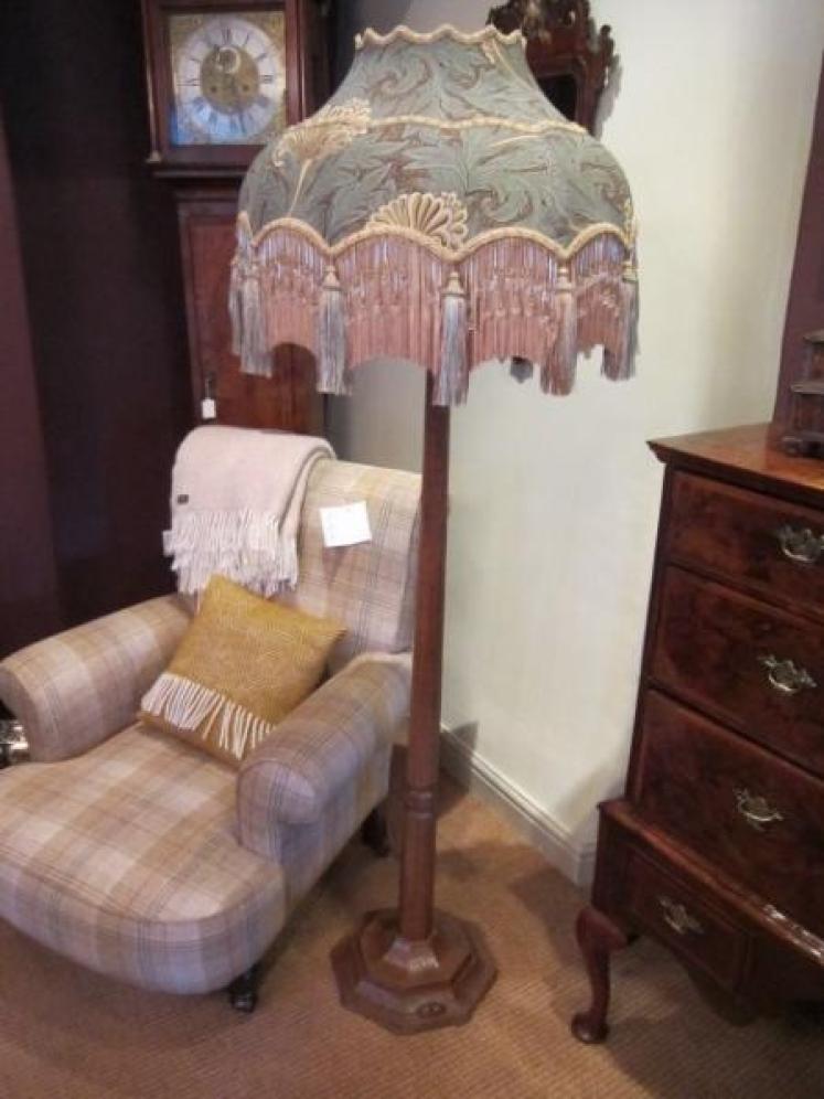 Early Mouseman Adzed Oak Standard Lamp - Image 1