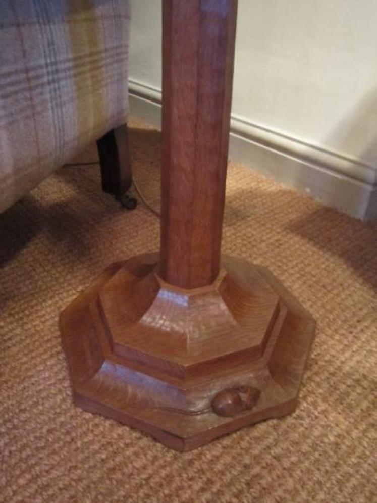 Early Mouseman Adzed Oak Standard Lamp - Image 2