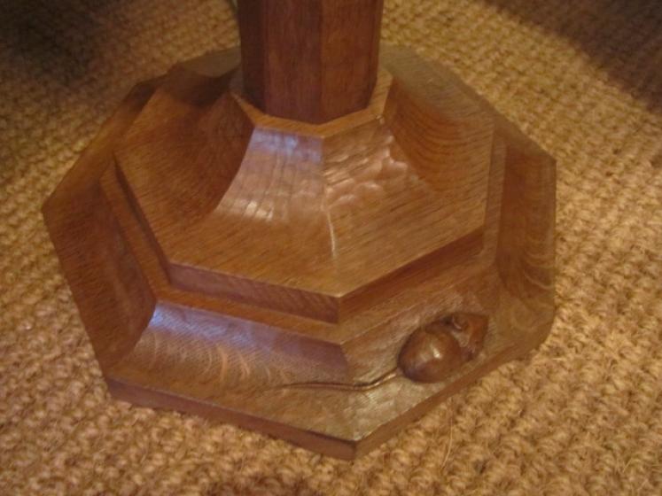 Early Mouseman Adzed Oak Standard Lamp - Image 3