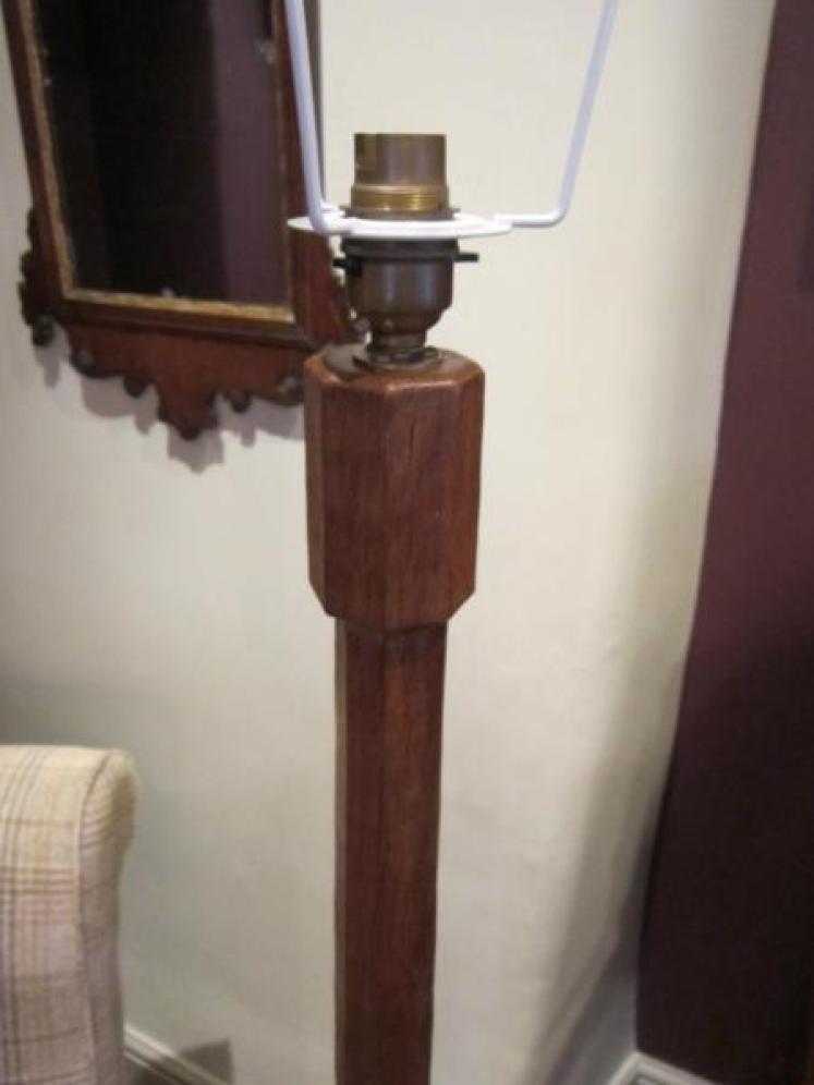 Early Mouseman Adzed Oak Standard Lamp - Image 4
