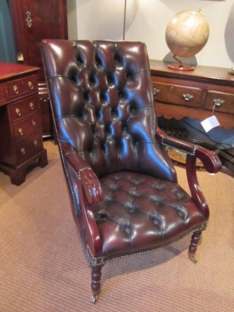 Superb 1920's Leather Buttoned Slipper Armchair - Image 1