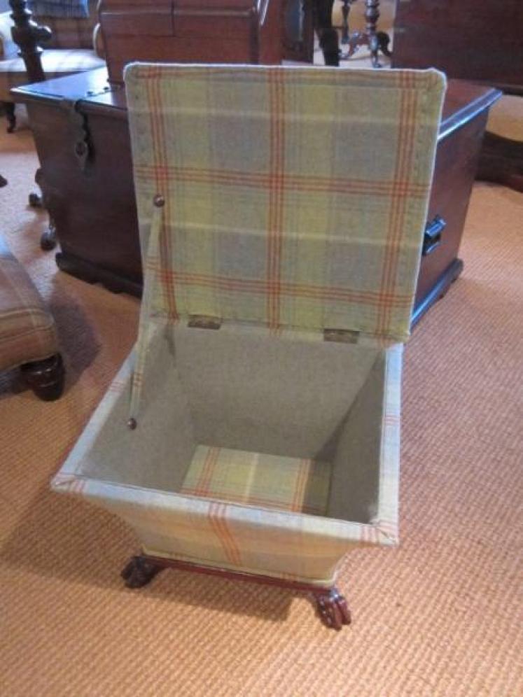 Early Victorian Upholstered Claw Feet Ottoman - Image 2