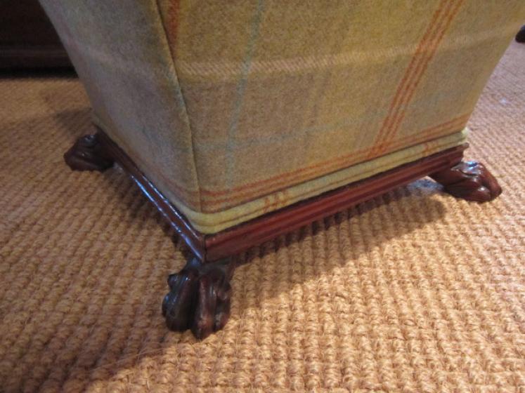 Early Victorian Upholstered Claw Feet Ottoman - Image 3