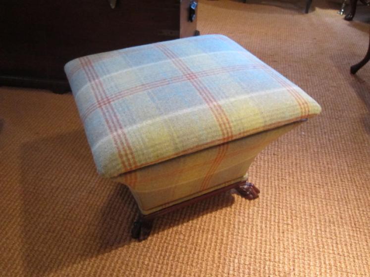 Early Victorian Upholstered Claw Feet Ottoman - Image 5