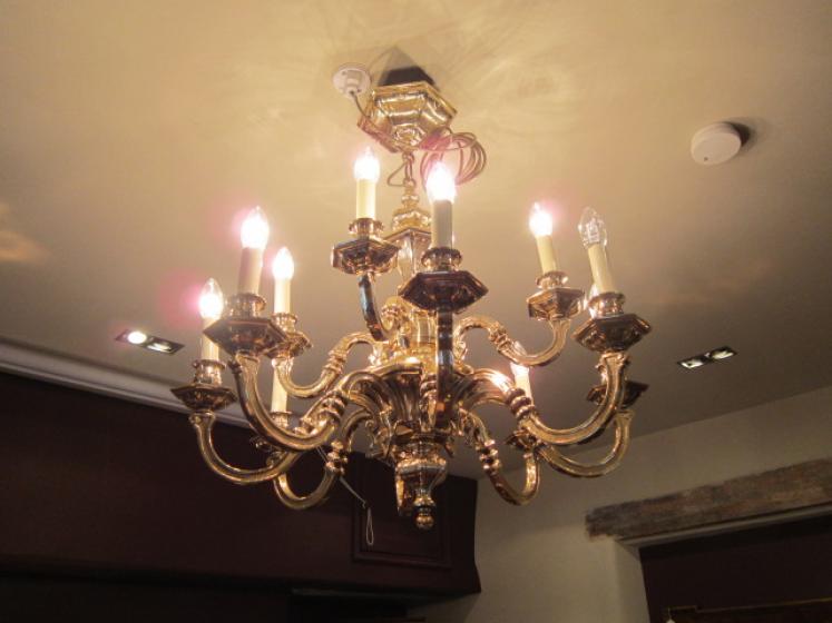 Impressive Edwardian Bronze Two Tier Chandelier - Image 1