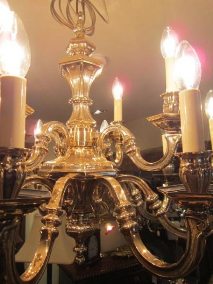 Impressive Edwardian Bronze Two Tier Chandelier - Image 3