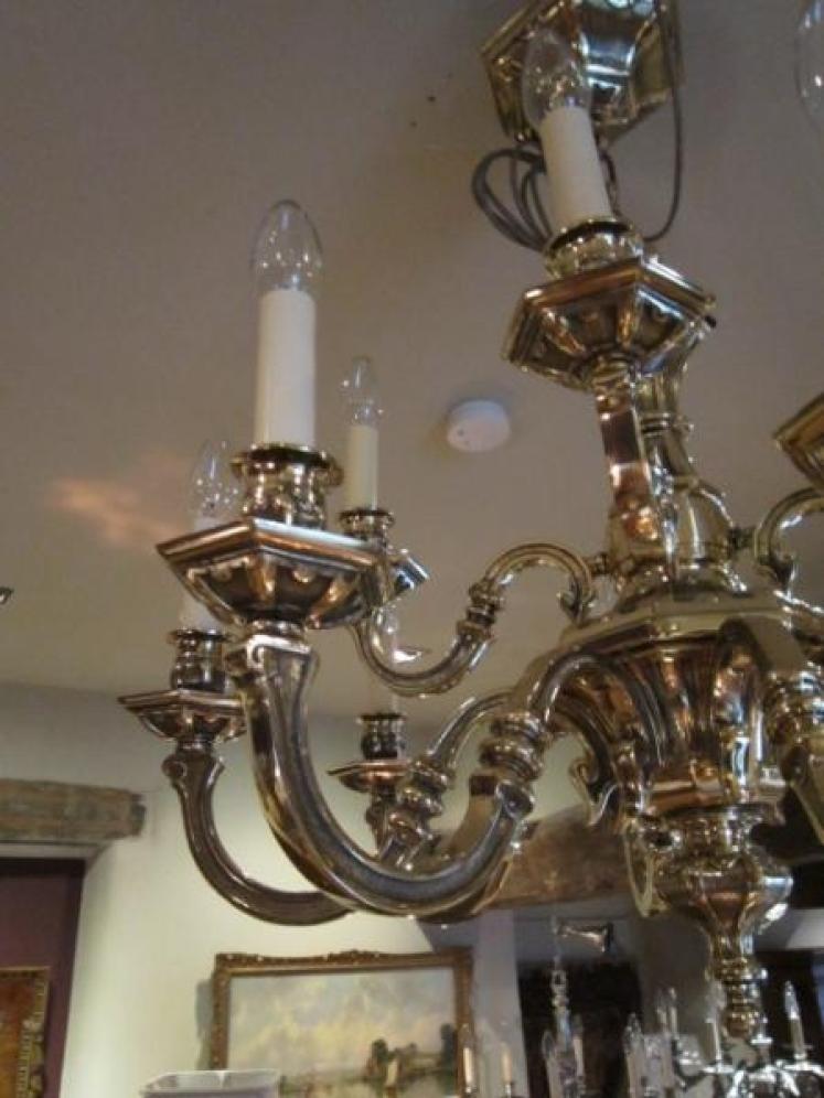 Impressive Edwardian Bronze Two Tier Chandelier - Image 4