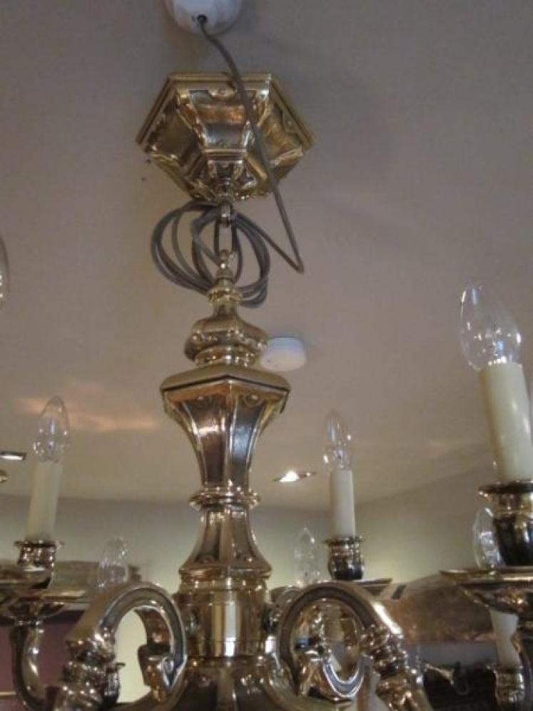 Impressive Edwardian Bronze Two Tier Chandelier - Image 5