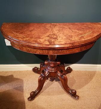 Fine Mid Victorian Burr Walnut Card Table