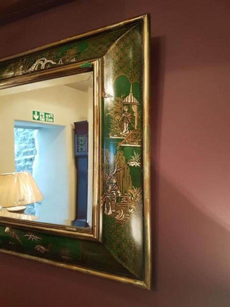 19th Century Chinoserie Green Lacquered Mirror - Image 2