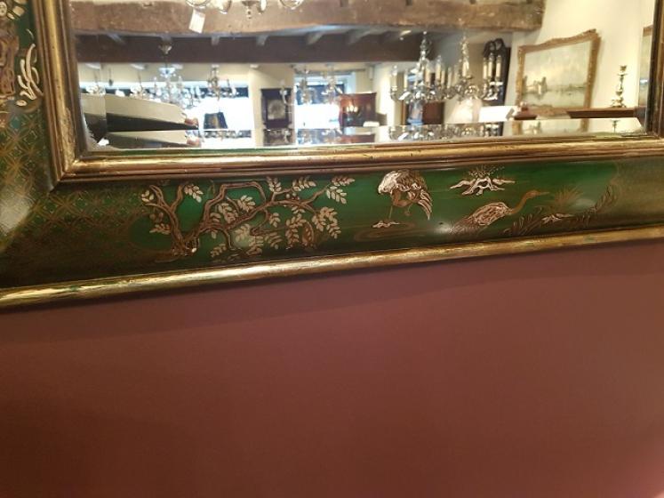 19th Century Chinoserie Green Lacquered Mirror - Image 5