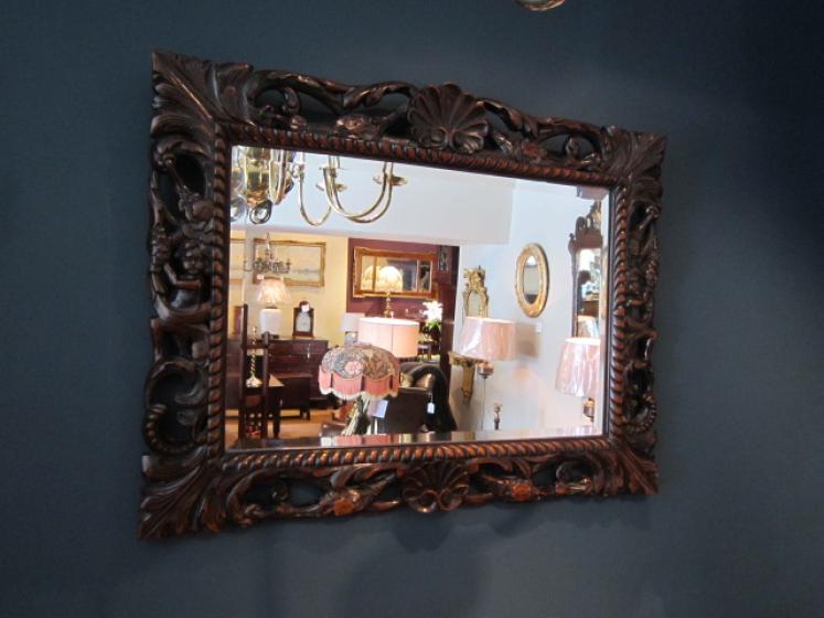 Superb Mid 19th Century Walnut Carved Mirror - Image 1