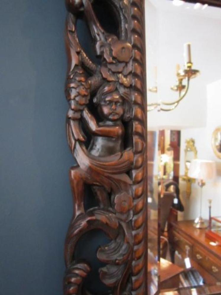 Superb Mid 19th Century Walnut Carved Mirror - Image 4