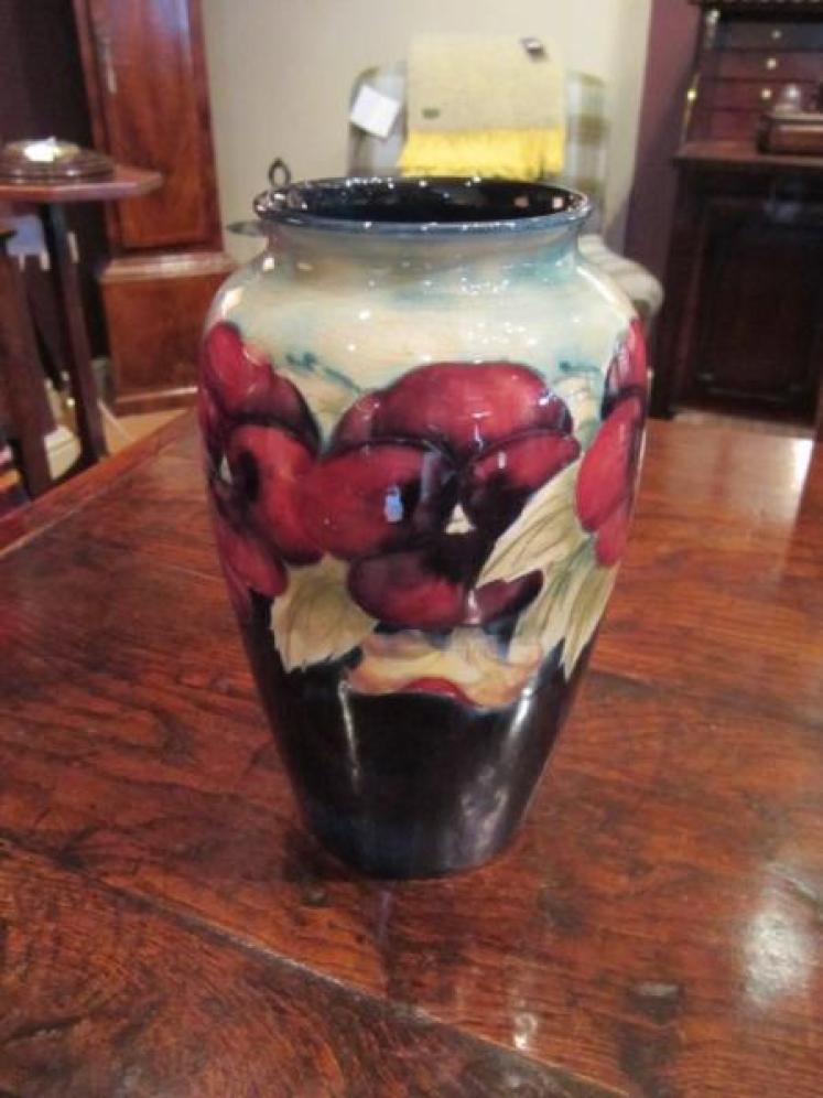 Early Moorcroft Pansy on Grey Top Vase - Image 1