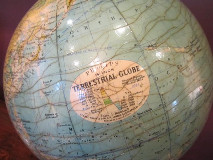 Large Phillip's 14" Plaster Terrestrial Globe - Image 2