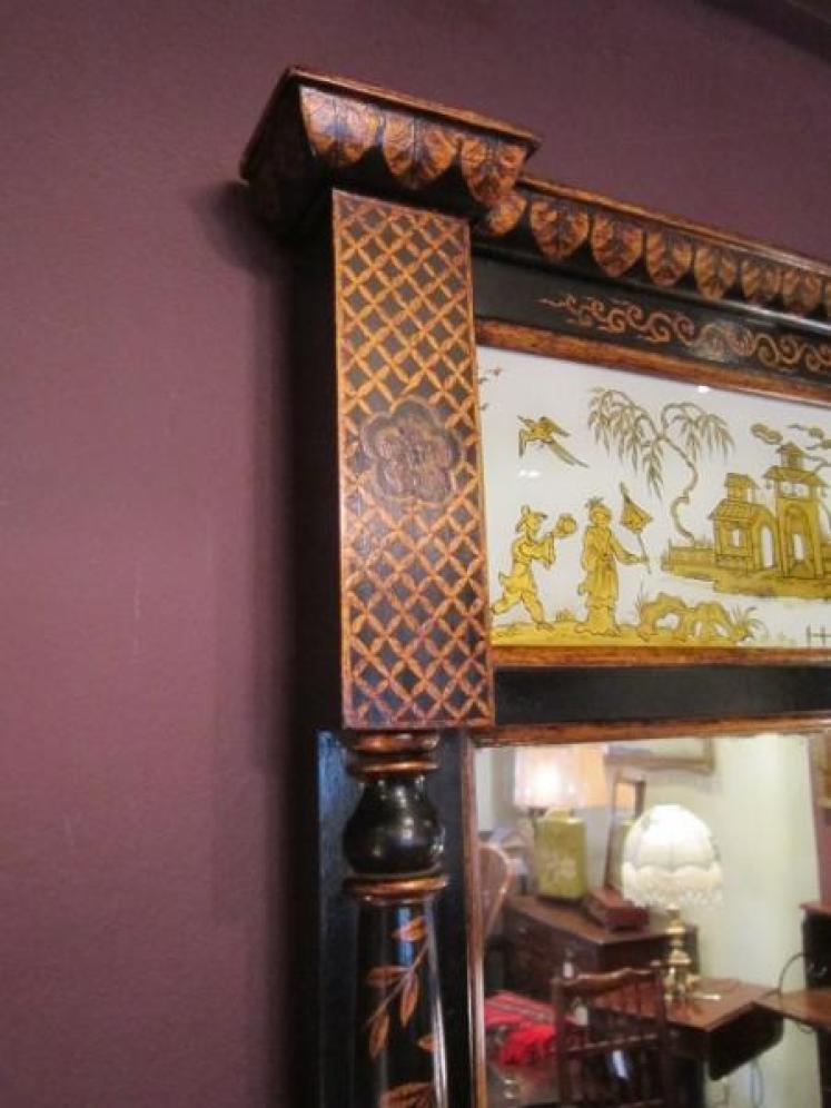 Top Quality 19th Century Japanned Pier Glass Mirror - Image 4