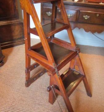Rare Arts & Crafts Walnut Metamorphic Library Steps