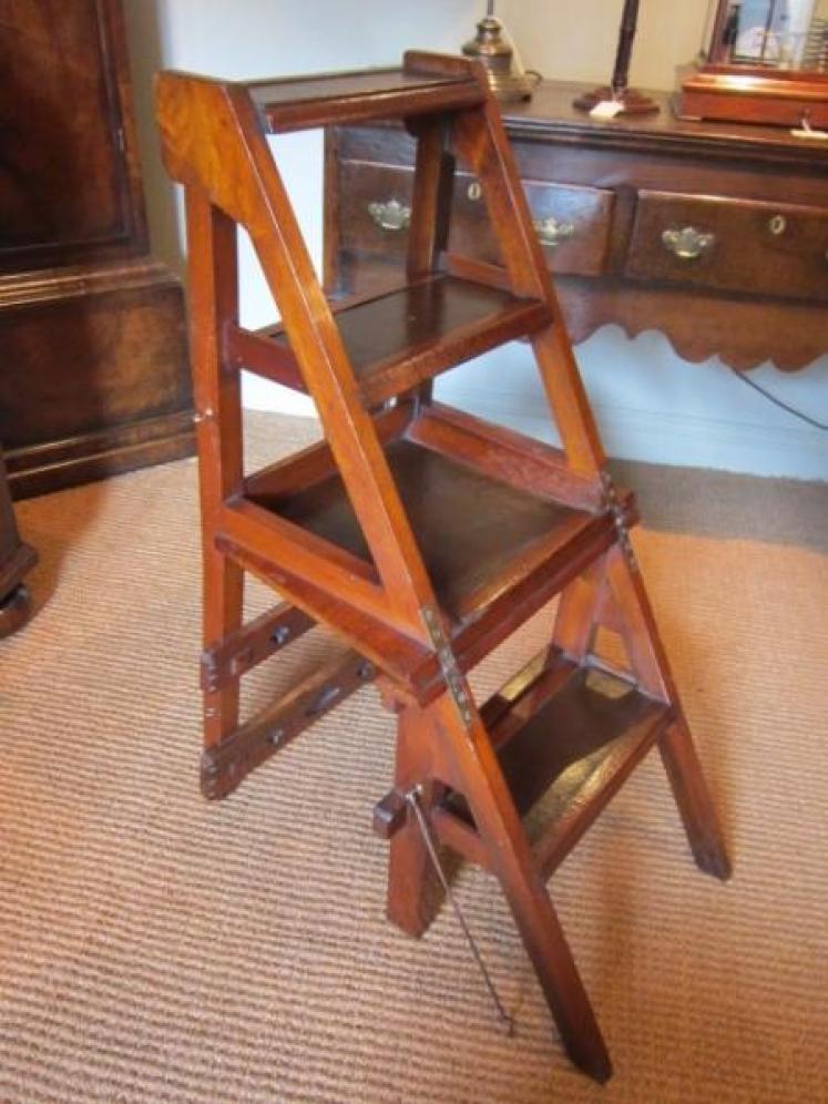 Rare Arts & Crafts Walnut Metamorphic Library Steps - Image 1