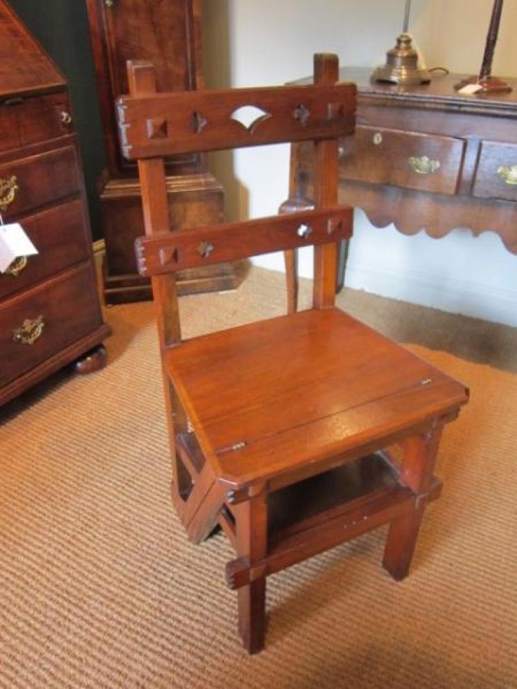Rare Arts & Crafts Walnut Metamorphic Library Steps - Image 3