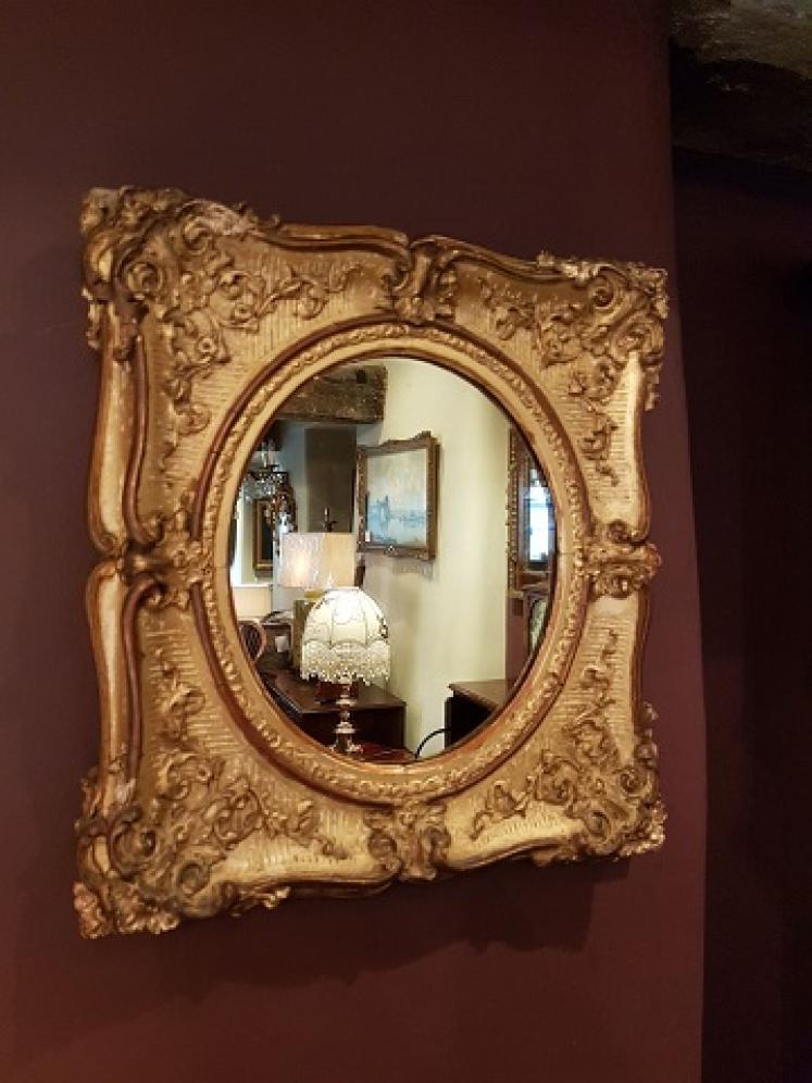Original Mid Victorian Plaster Gilt Rococo Mirror - Image 1