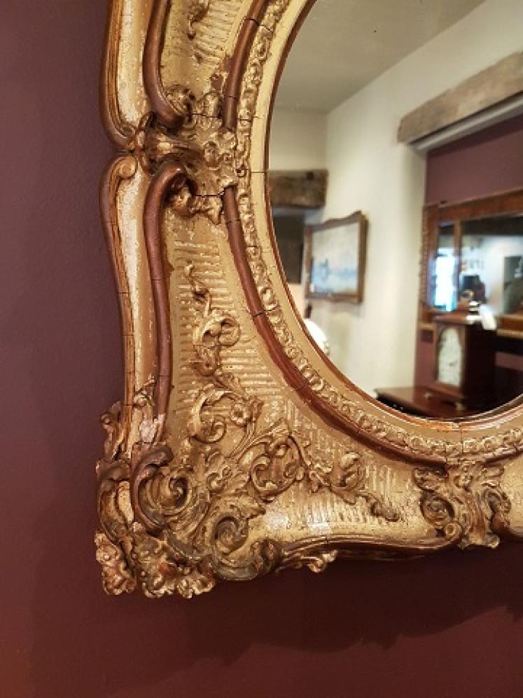 Original Mid Victorian Plaster Gilt Rococo Mirror - Image 4