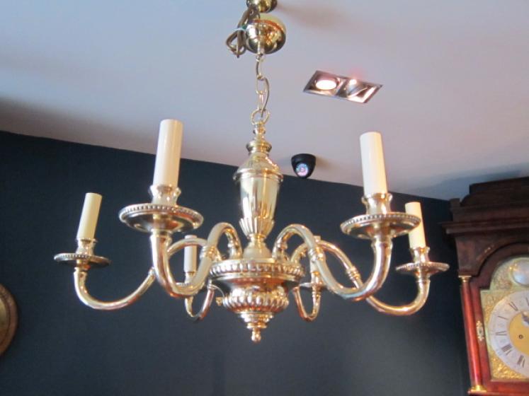 Edwardian Cast Brass Classical Style Chandelier - Image 1
