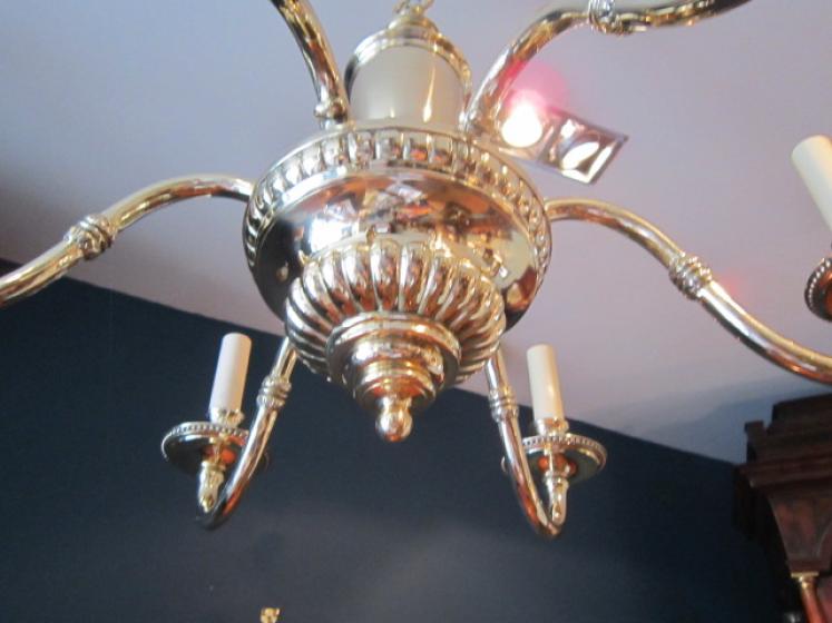 Edwardian Cast Brass Classical Style Chandelier - Image 3