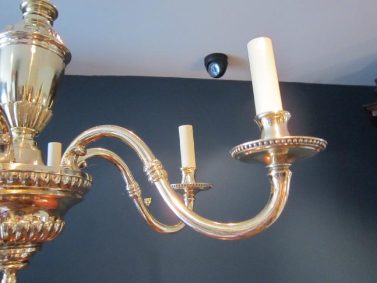 Edwardian Cast Brass Classical Style Chandelier - Image 4